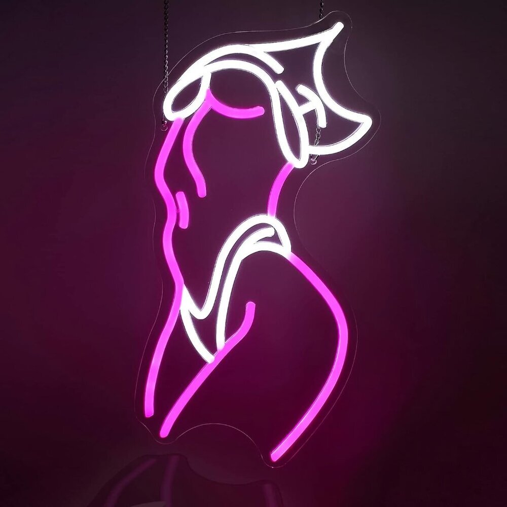 A-lady Neon Sign For Wall Decor Pink White Led Light Sign For Preppy Room Decor